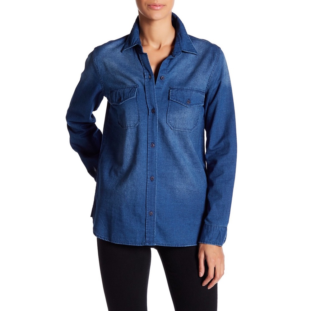 Current/Elliot Dark Wash Chambray Top